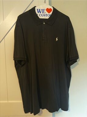 Ralph Lauren Black Polo with White Pony Logo